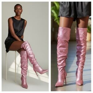 Steve Madden Shimmering Pink Over-the-Knee VIVIANNE Boots